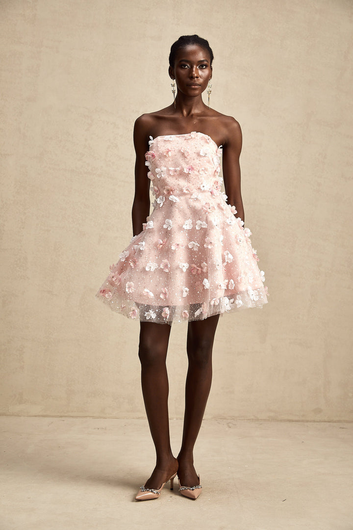 Lilou 3 Boyutlu Petal Kabarık Mini Elbise