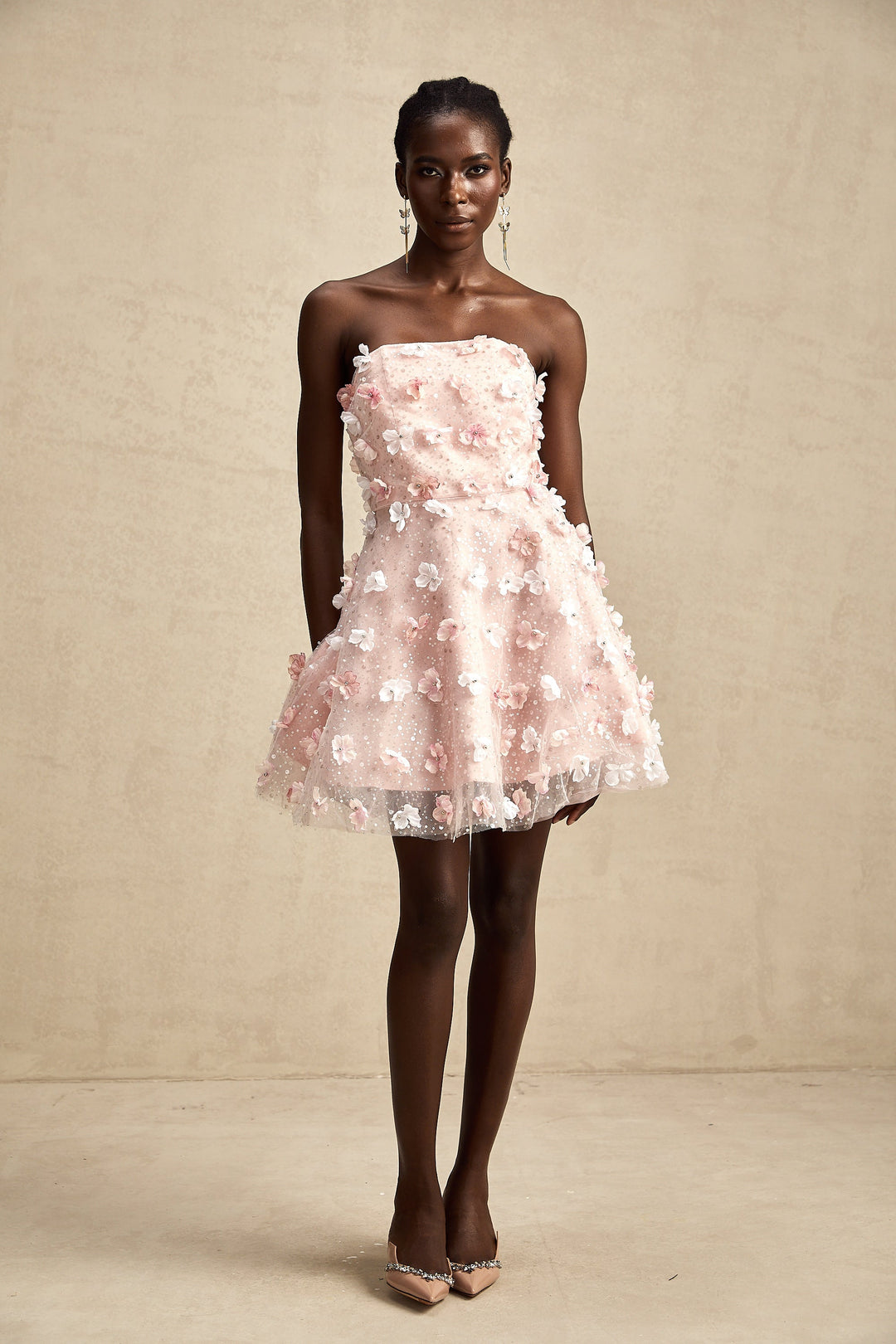 Lilou 3 Boyutlu Petal Kabarık Mini Elbise