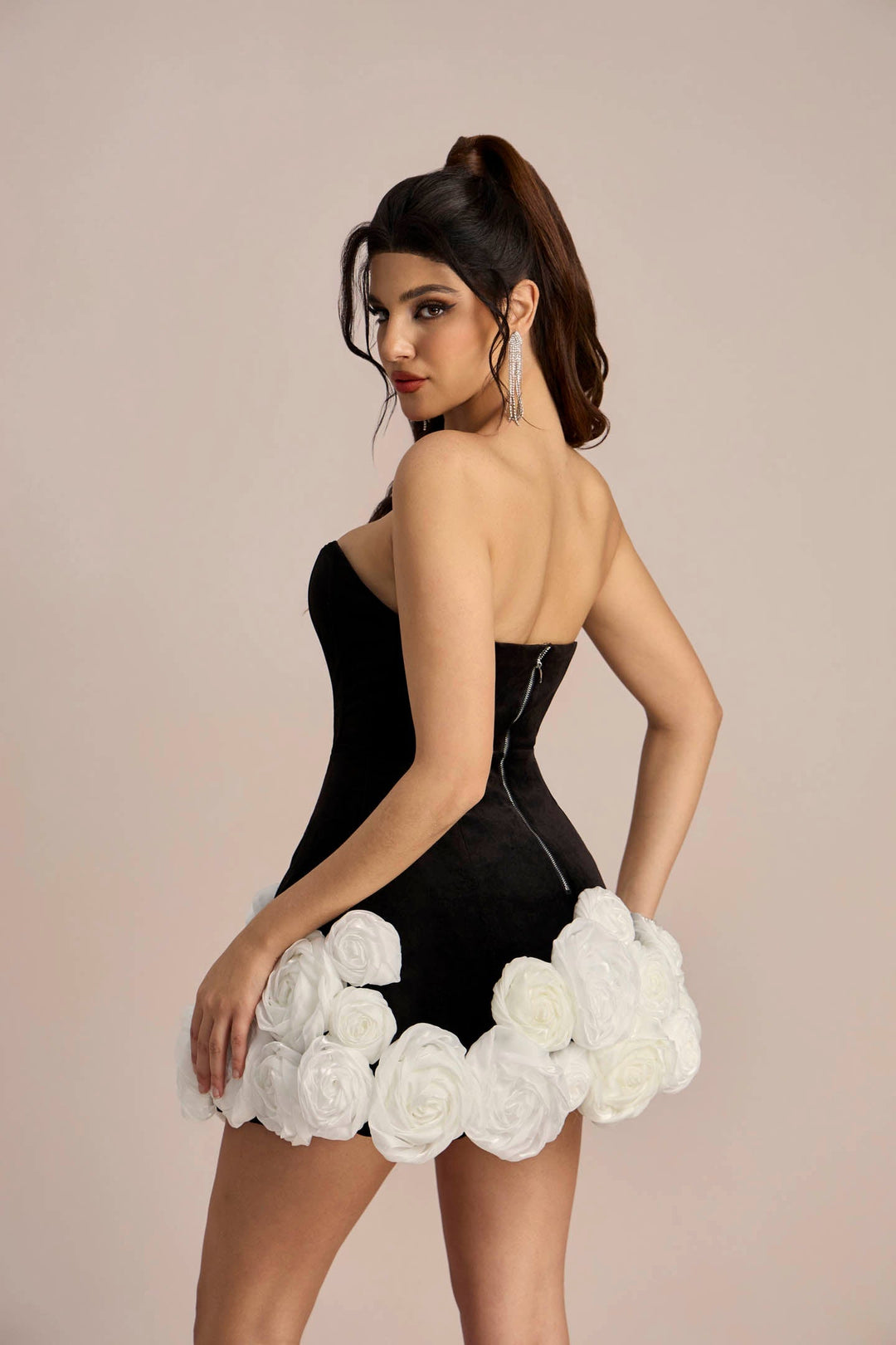 Myrna Rose Taşlı Straplez Mini Elbise