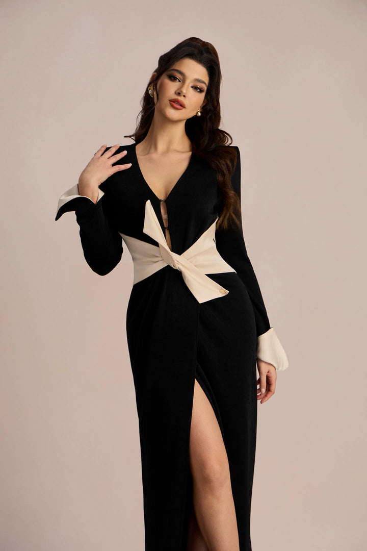 Elizabeth V Yaka Fiyonklu Maxi Elbise