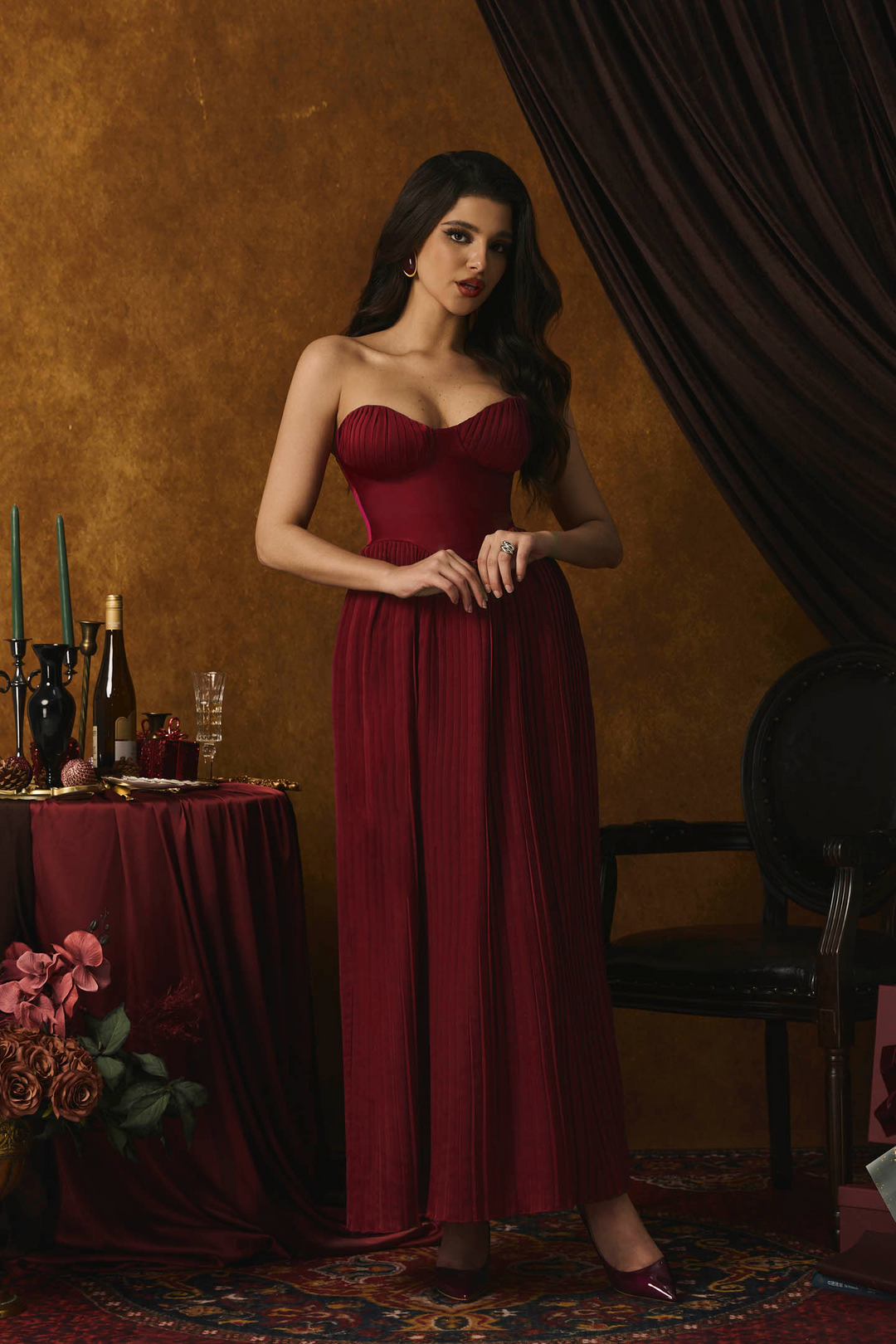 Alice Straplez Piliseli Maxi Elbise