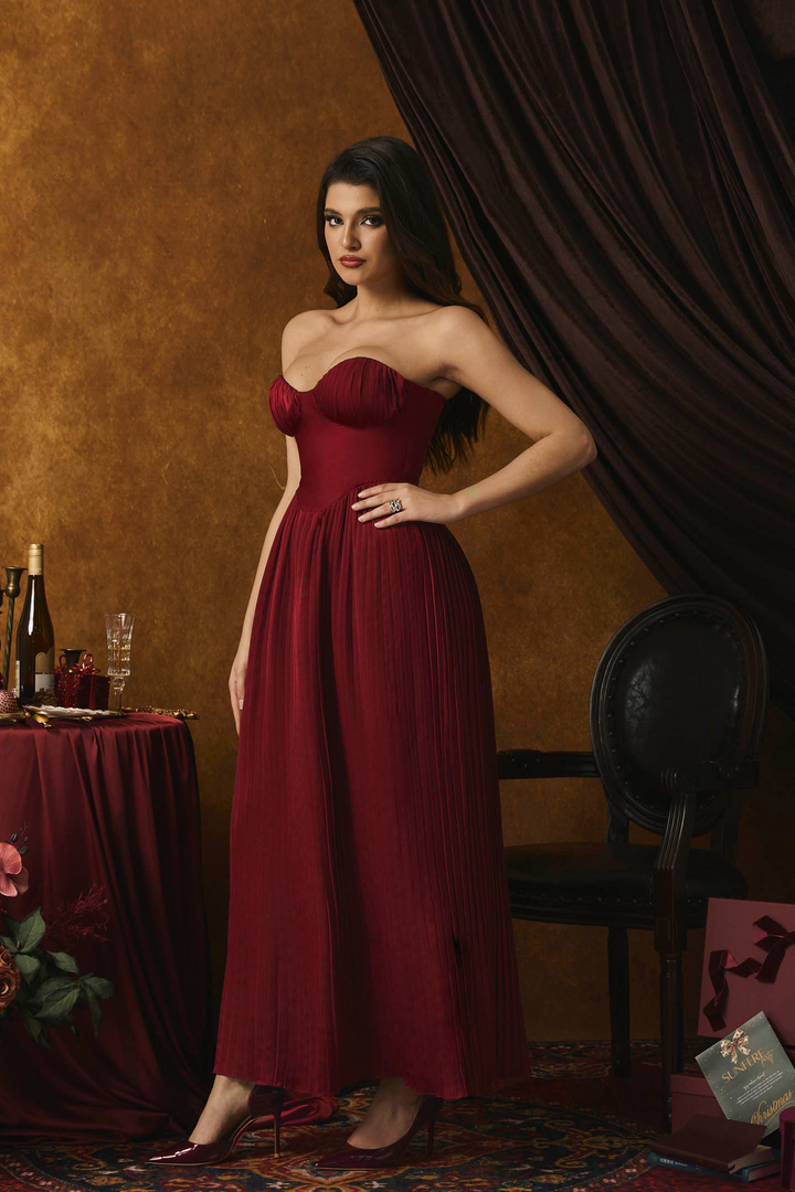 Alice Straplez Piliseli Maxi Elbise