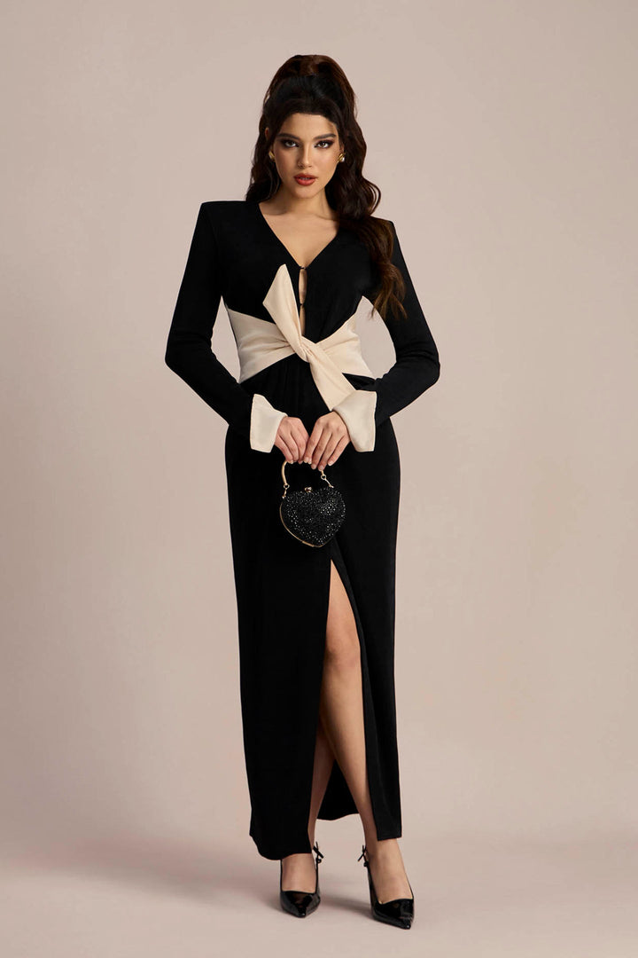 Elizabeth V Yaka Fiyonklu Maxi Elbise