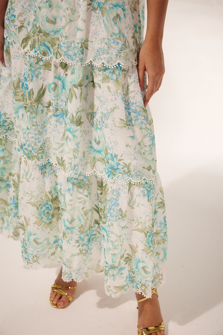 Sabina Baskılı Cut-Out Midi Elbise