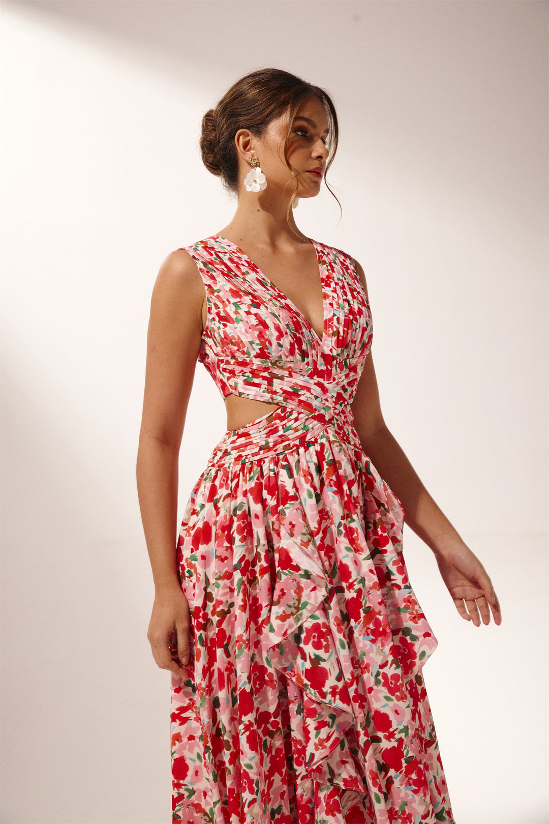 Muriel Çiçek Baskılı Cut-Out Maxi Elbise