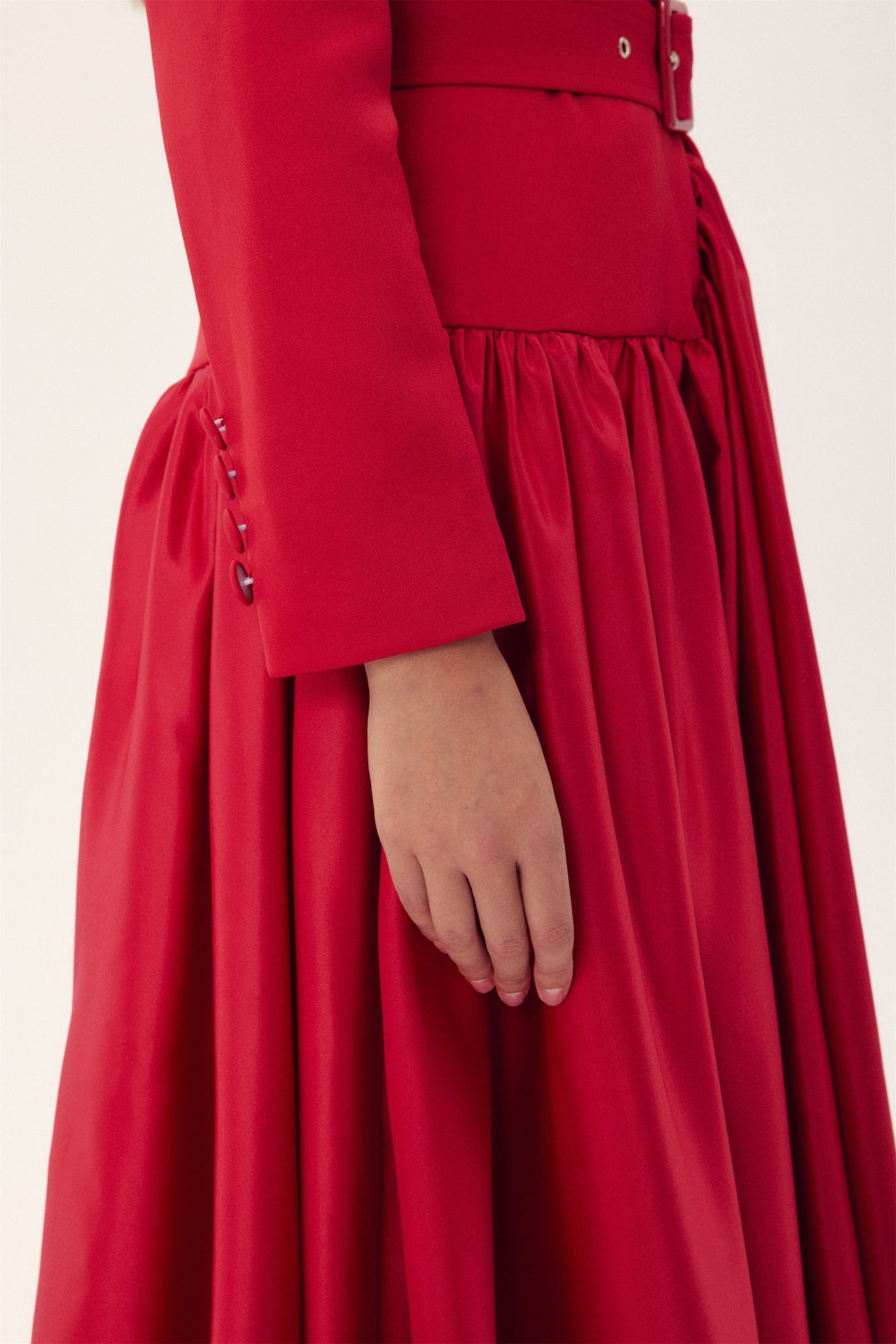 Daphne Çentik Yaka Uzun Kollu Midi Elbise