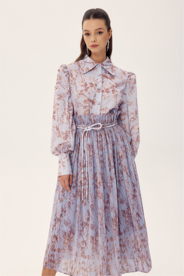 Judith Çiçek Baskılı Pileli Etek Takım