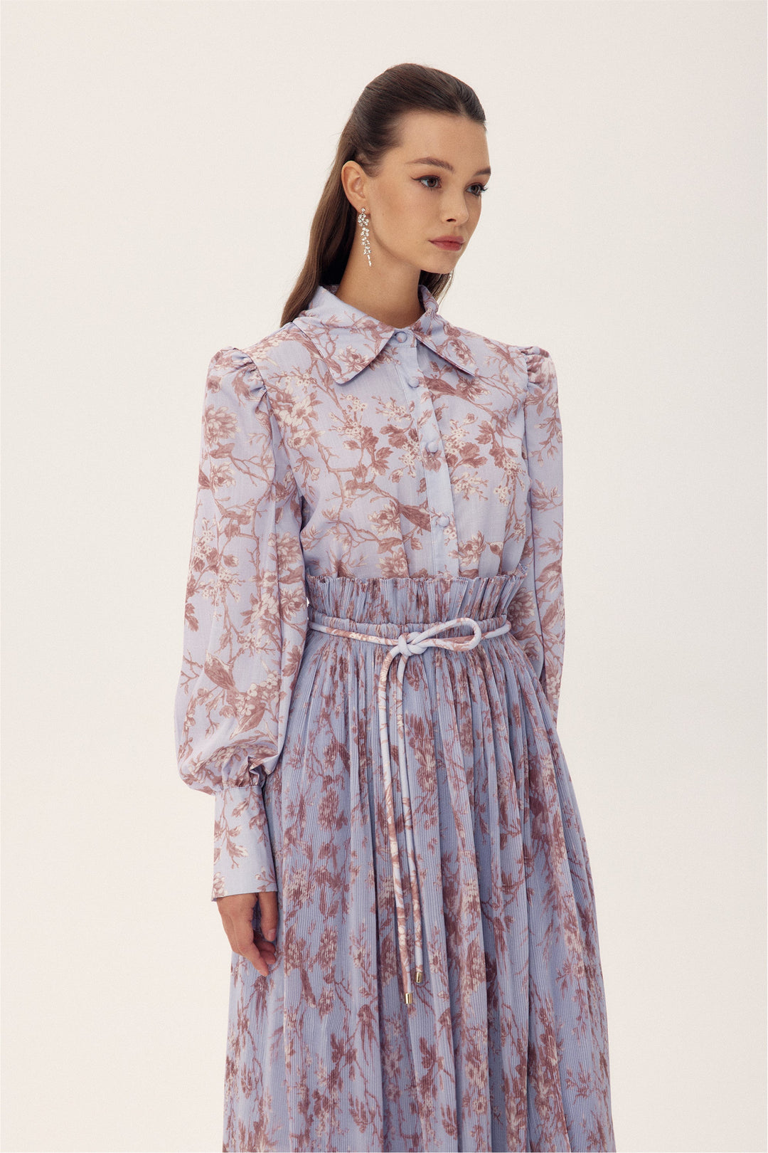 Judith Çiçek Baskılı Pileli Etek Takım