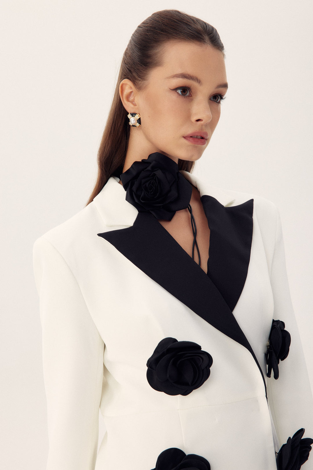 Letitia Çiçekli Kontrast Blazer Mini Elbise