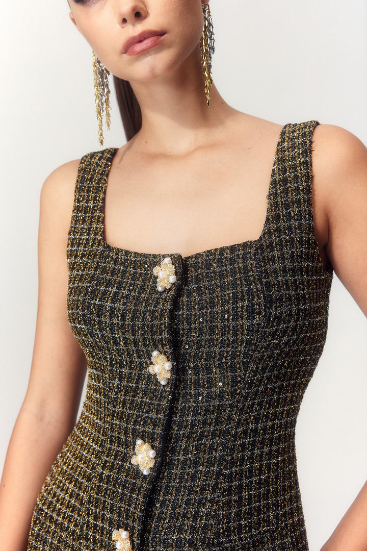 Agnes Tüvit Kolsuz Mini Elbise