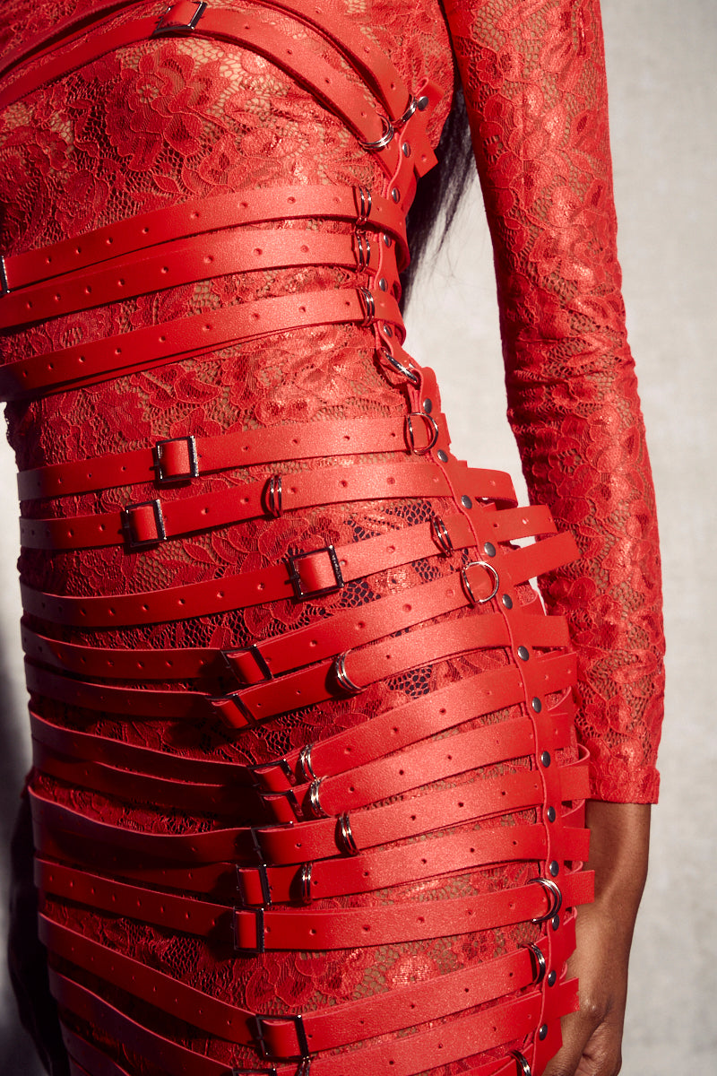 Melissa Deri Bondage Mini Elbise