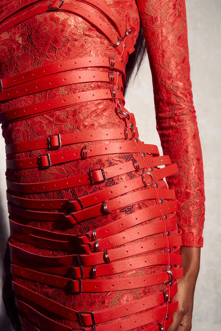 Melissa Deri Bondage Mini Elbise