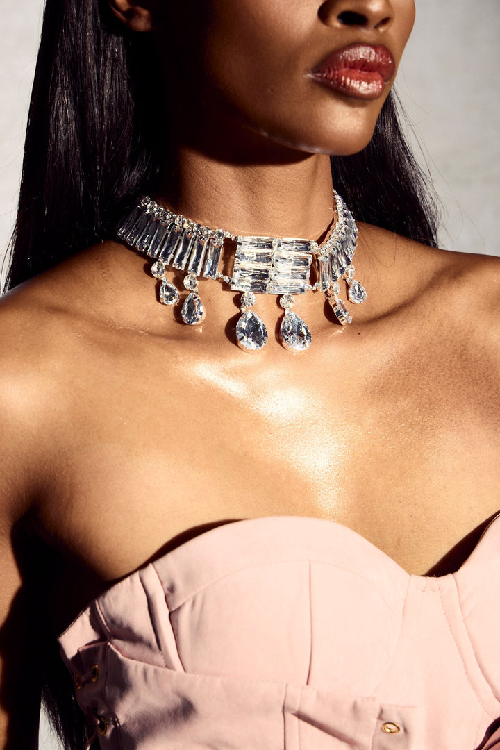 Çok Katlı Geometrik Kristal Kolye