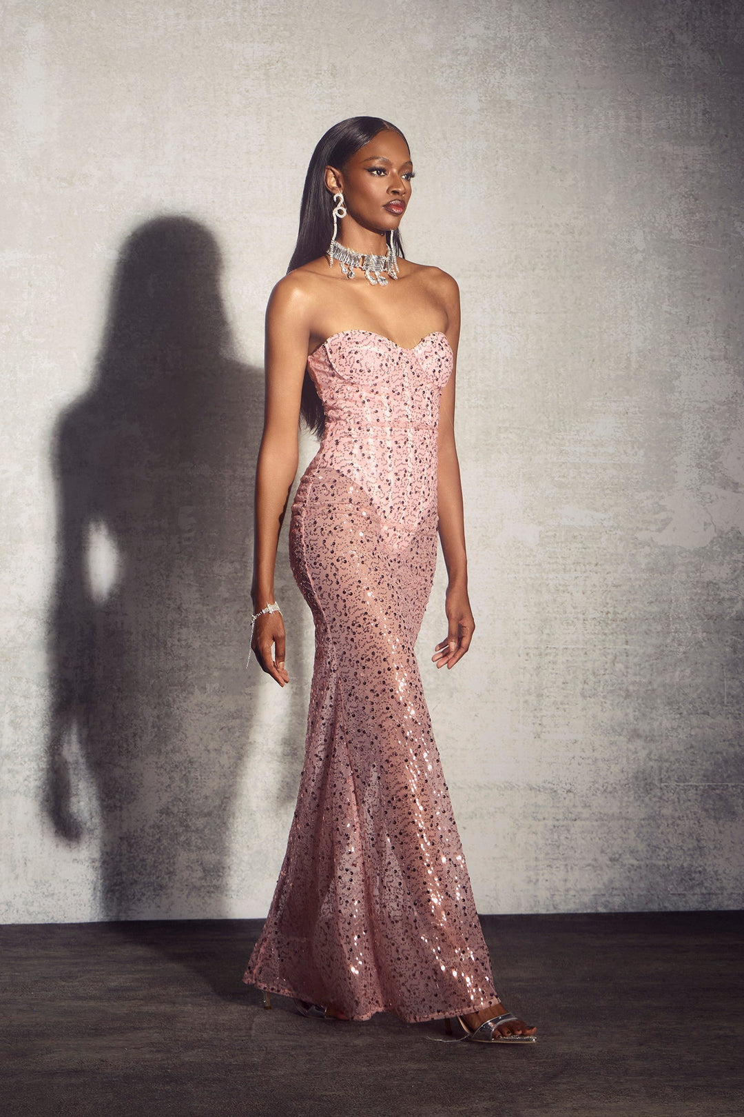 Rosalind Payet Korse Yarı Transparan Maxi Elbise