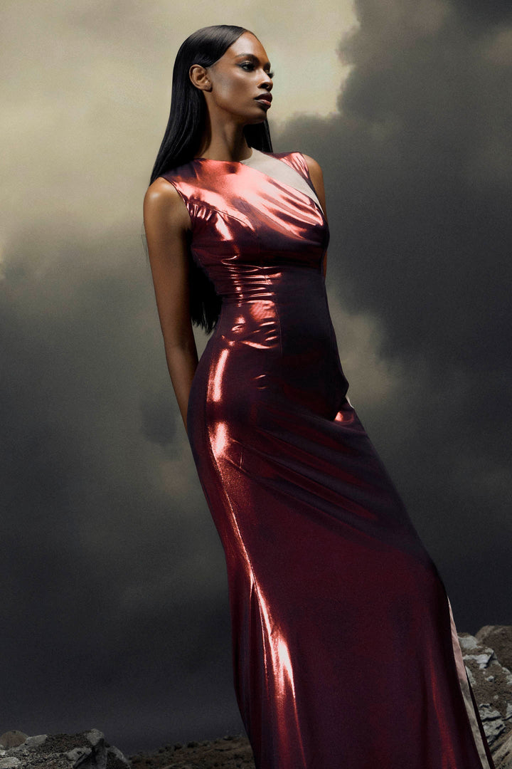 Joanna Metalik Fileli Anka Uzun Elbise