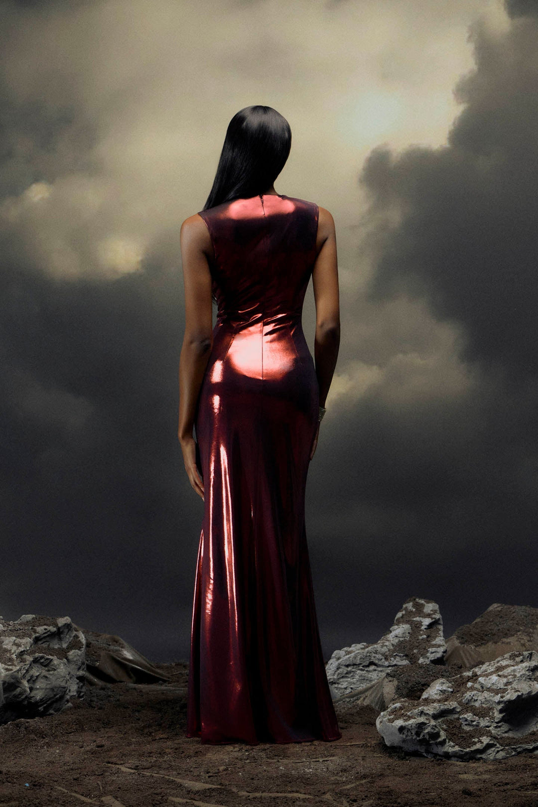 Joanna Metalik Fileli Anka Uzun Elbise