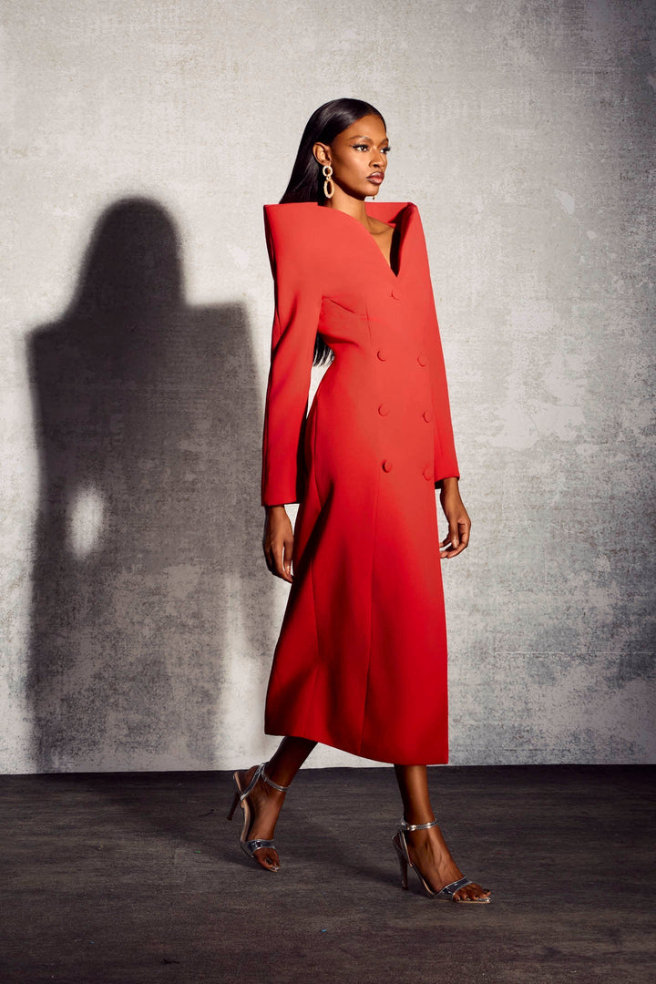 Audrey Oymalı Yaka Midi Takım Elbise