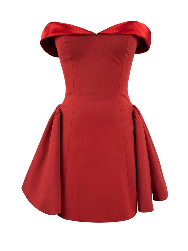 Odelia Düşük Omuz Katlı Mini Elbise