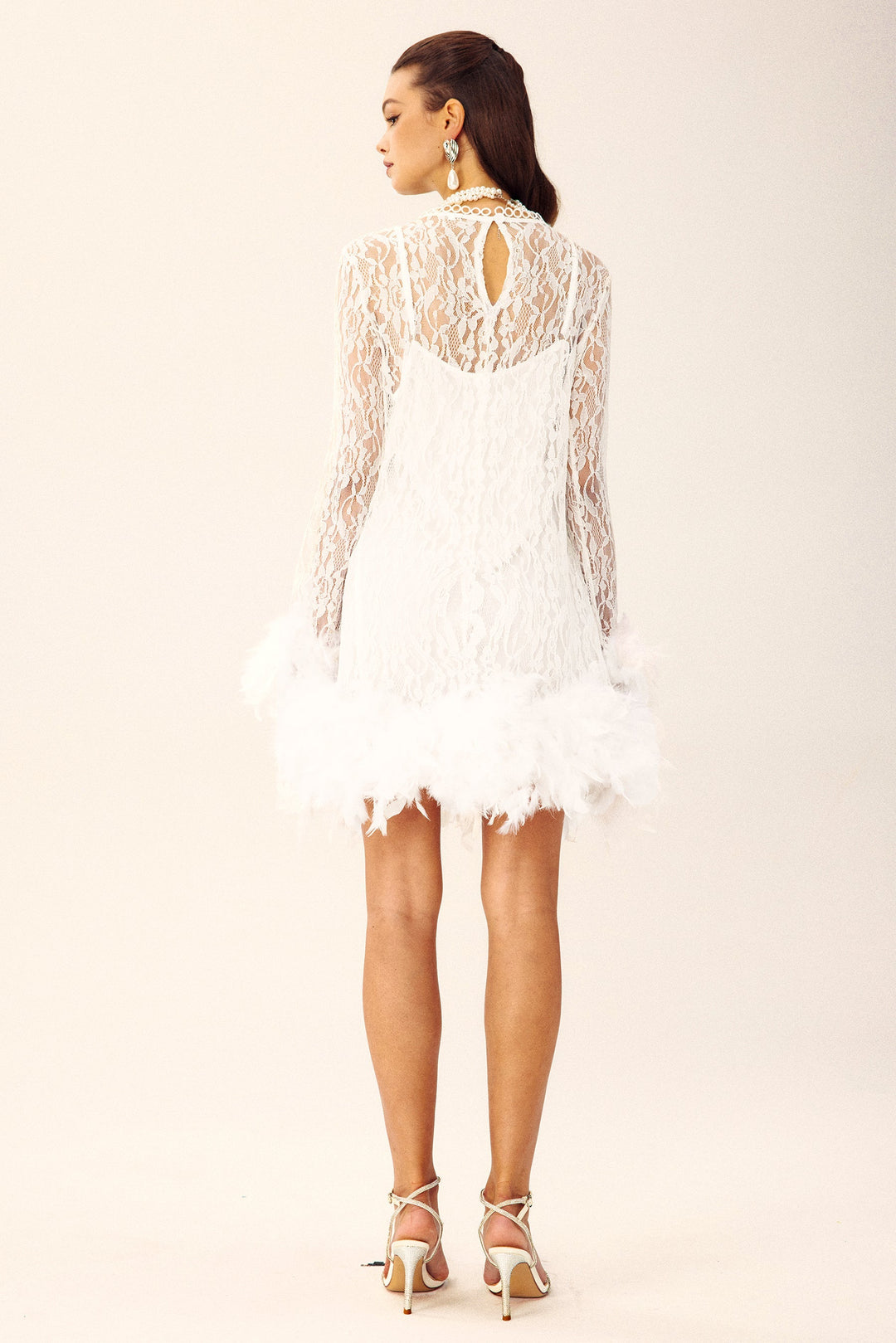 Patricia Tüy Uzun Kollu Mini Dantel Elbise