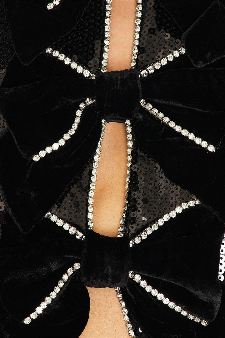 Isabel Payet Kadife Fiyonklu Mini Elbise