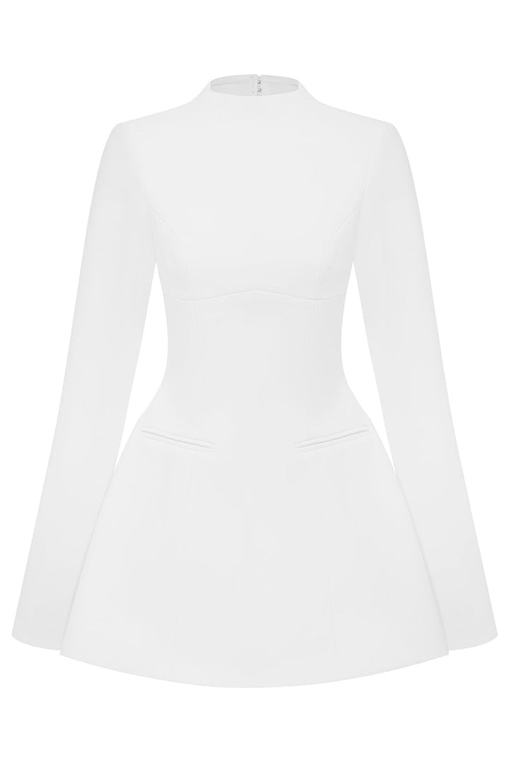 Molly Sırtı Açık Uzun Kollu Mini Elbise