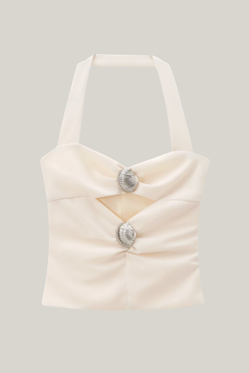 Deniz Kabuğu Kesimli Boyundan Bağlı Bluz