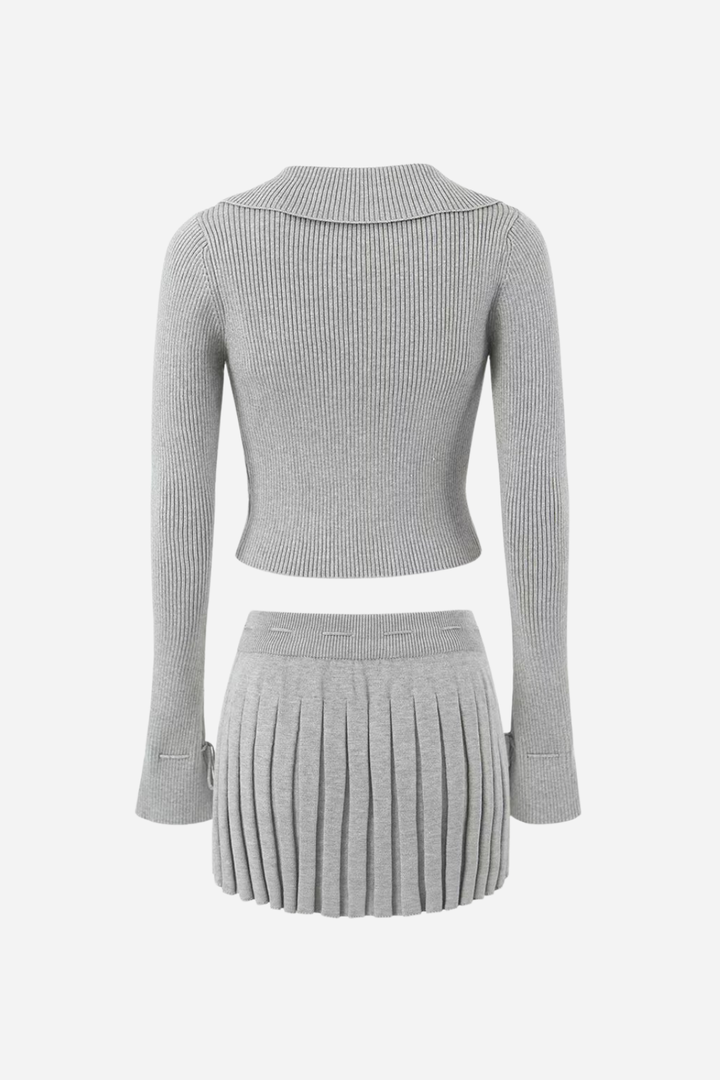 İlmek Nervürlü Üç Parçalı Örgü Takım