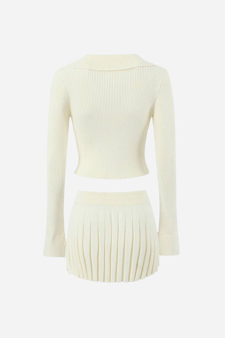 İlmek Nervürlü Üç Parçalı Örgü Takım