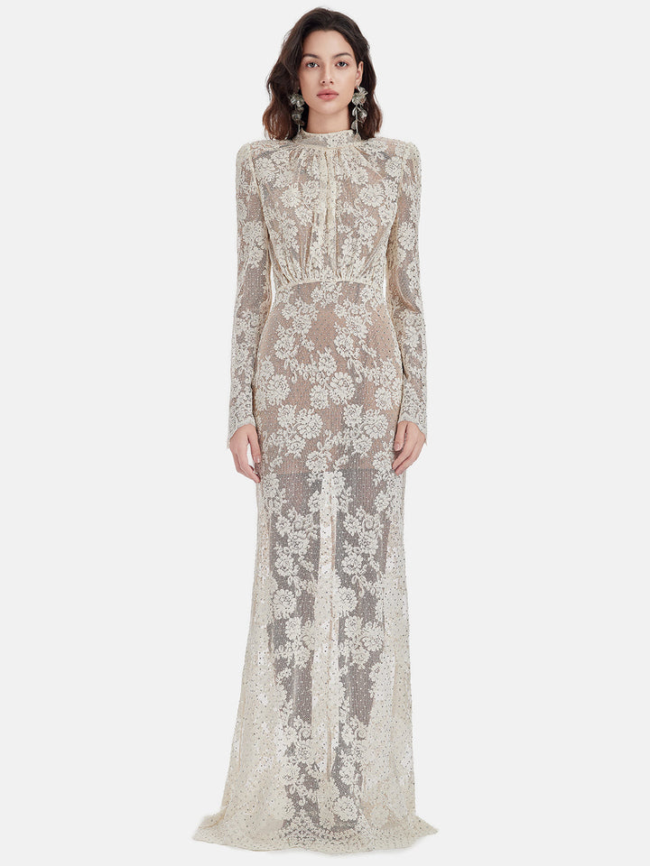 Zarif Dantel Taşlı Elbise