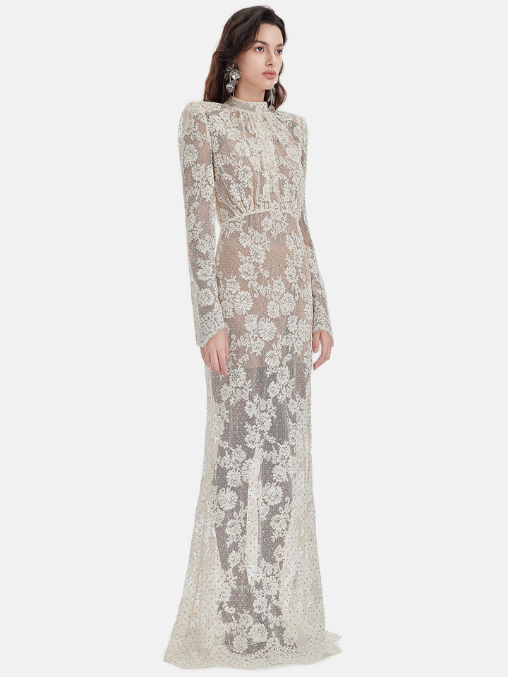 Zarif Dantel Taşlı Elbise