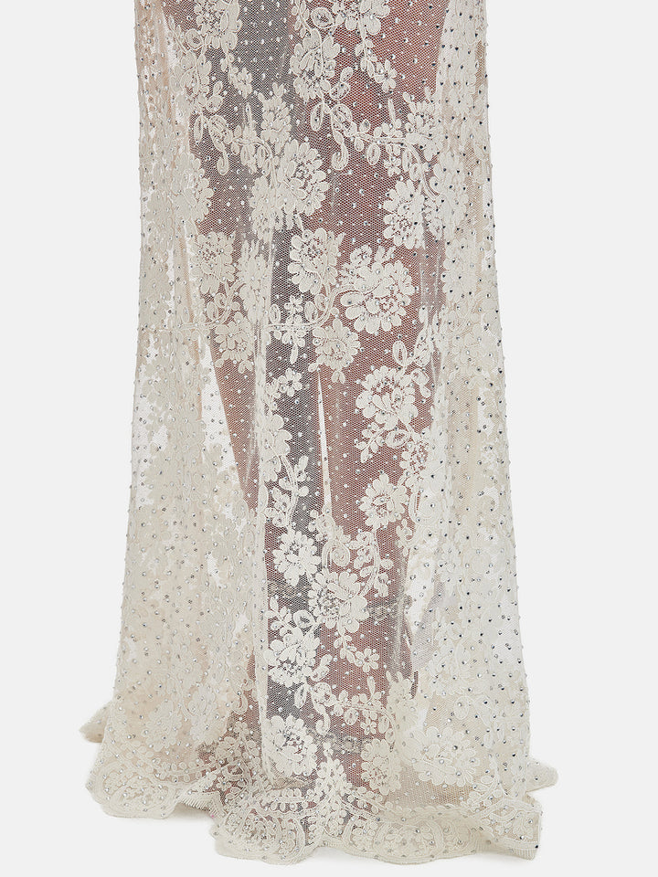 Zarif Dantel Taşlı Elbise