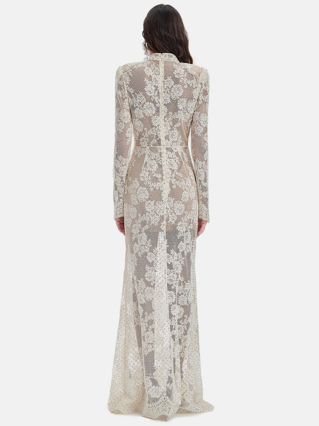 Zarif Dantel Taşlı Elbise