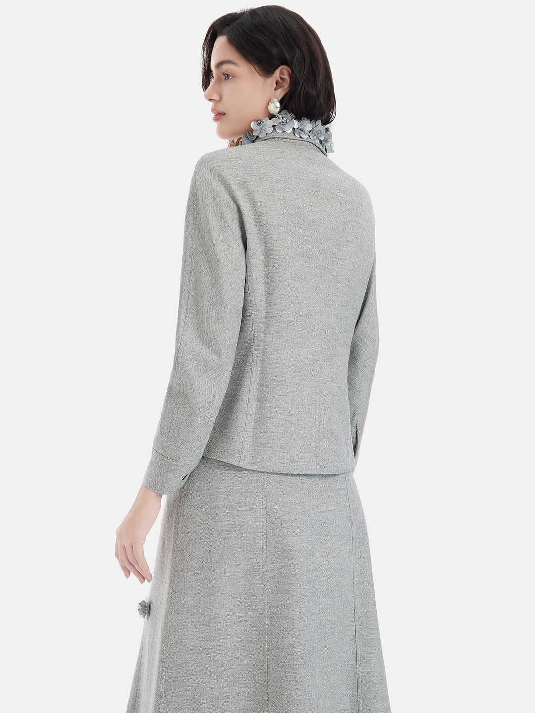 Çiçekli Boncuklu Yaka Ceket