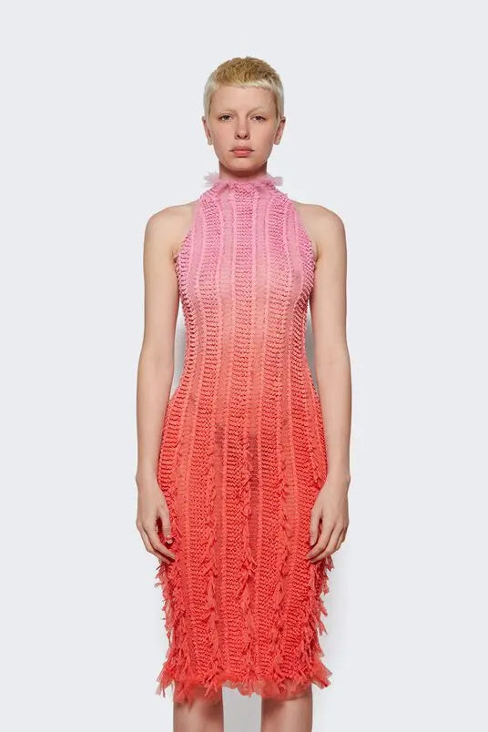 Veronica Degrade Yarı Transparan Midi Elbise