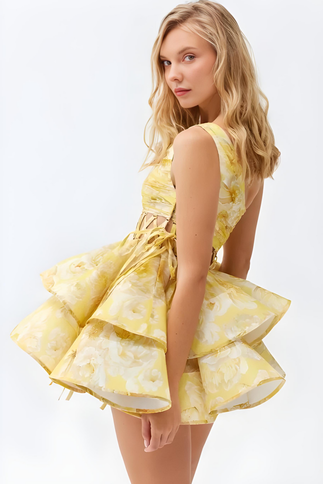 Liora Çiçekli Tek Omuzlu Mini Elbise