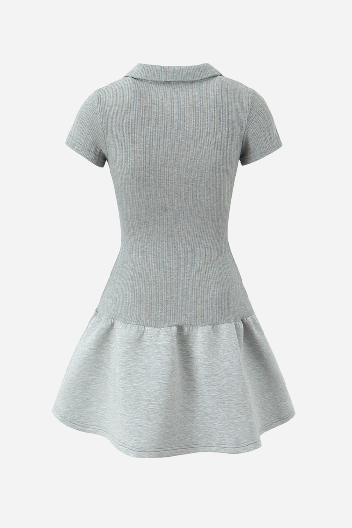 Polo Yaka Kısa Kollu Triko Mini Elbise