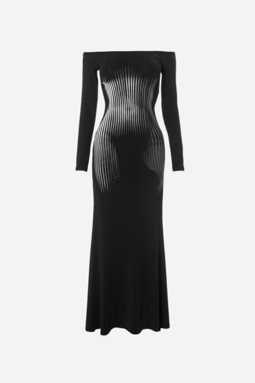 Omuzları Açık Baskılı Body Maxi Elbise