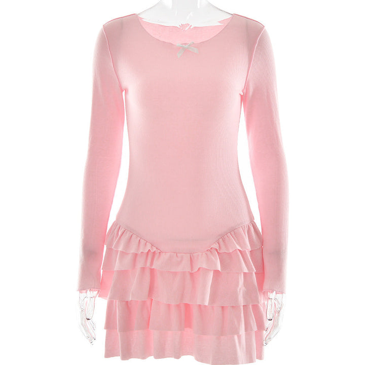 Katlı Fırfırlı Slim Fit Elbise