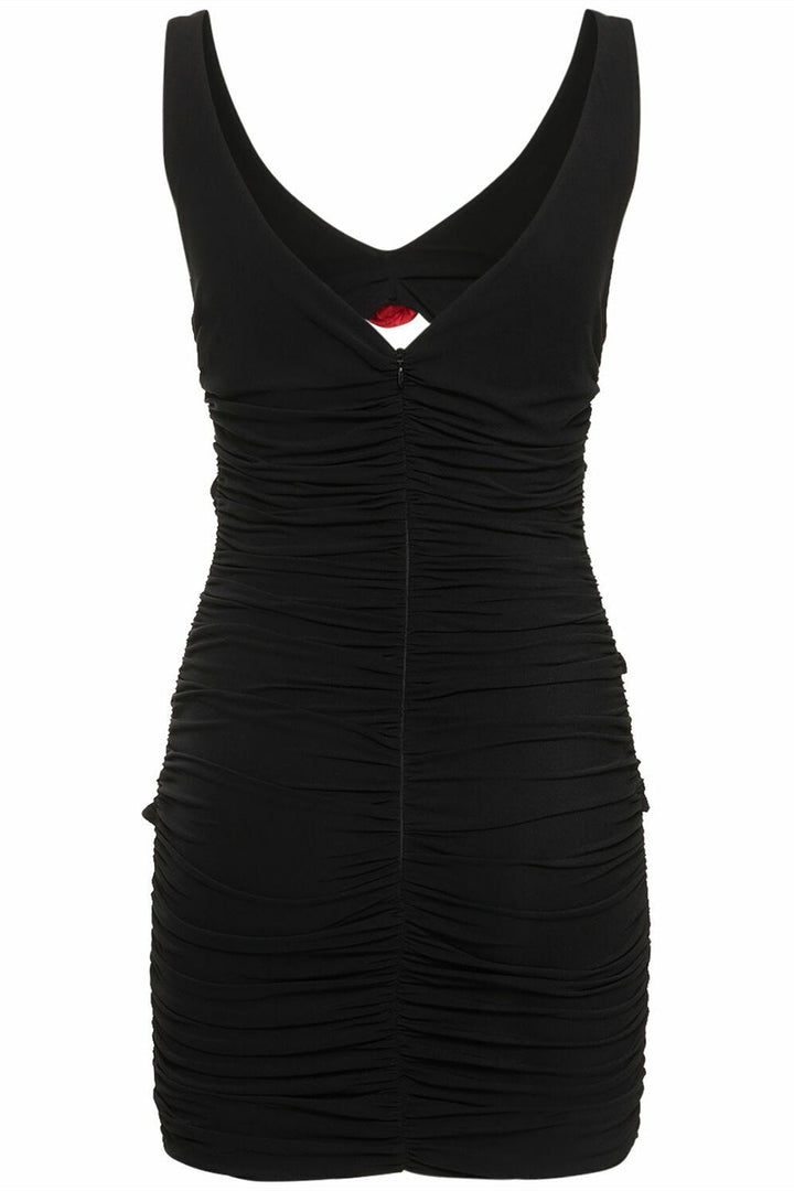 Sarah Çiçek Aplikeli Kesim Mini Elbise