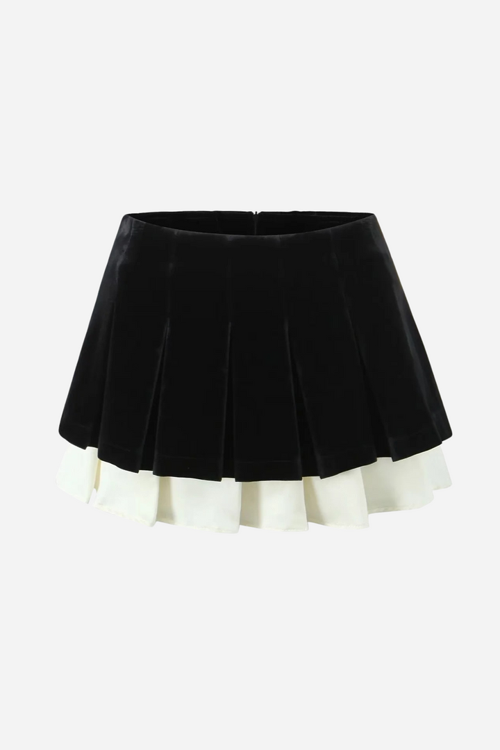 Colorblock Kadife Piliseli Mini Şort