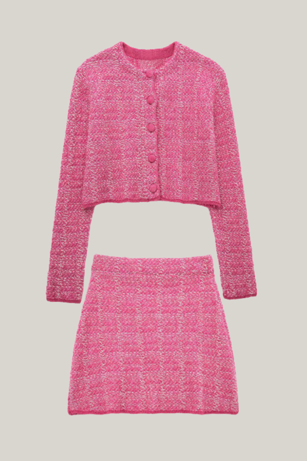 Dokulu Örgü Triko Mini Etek Takım