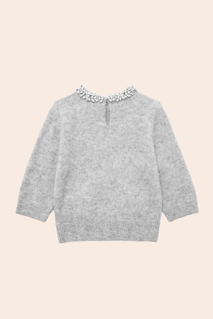 Yuvarlak Yaka Kristal İşlemeli Örgü Kazak