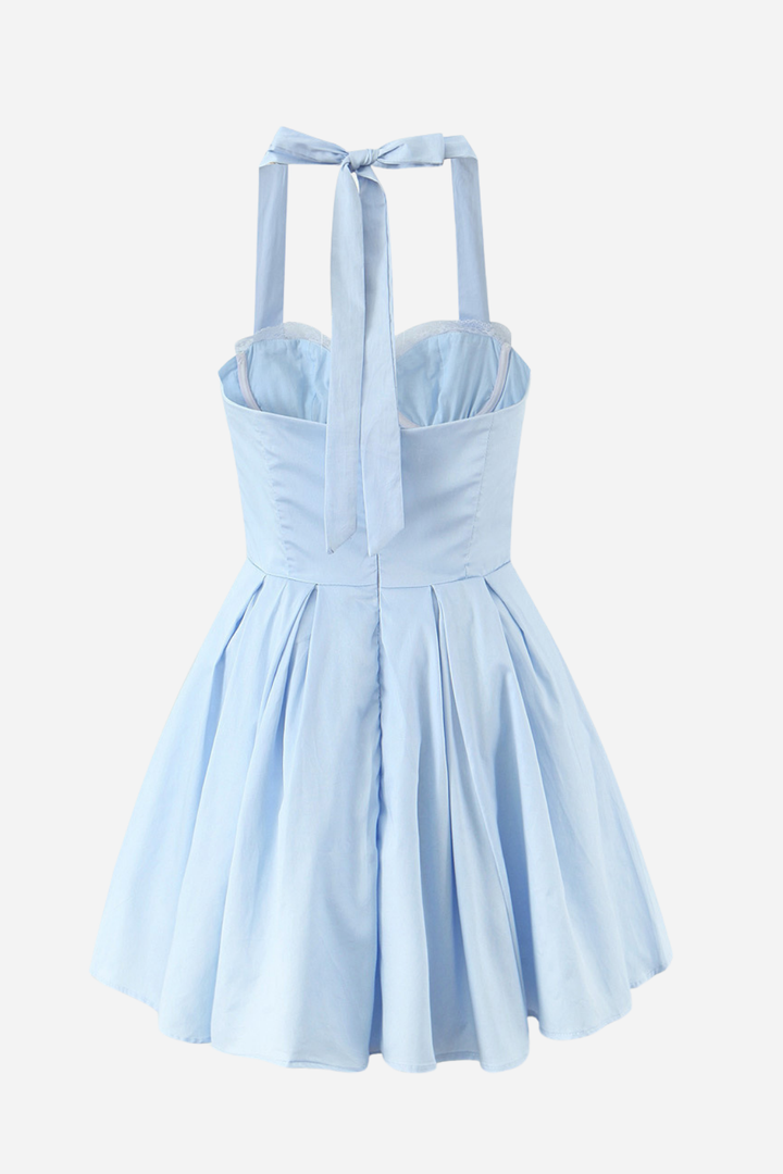 Esther Boyundan Bağlamalı Fırfır Etek Boyu Mini Elbise