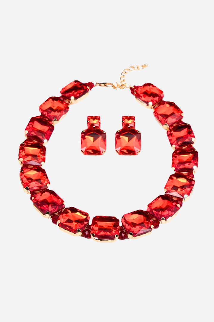 Enid Kare Pırlanta Kolye Ve Küpe Seti