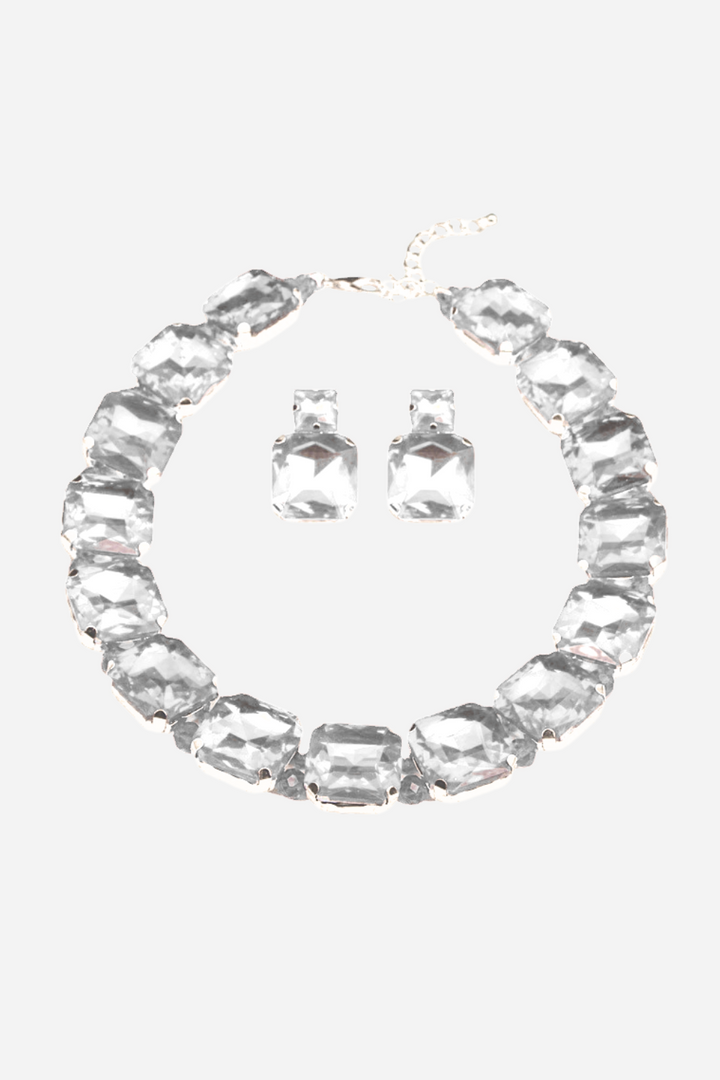 Enid Kare Pırlanta Kolye Ve Küpe Seti