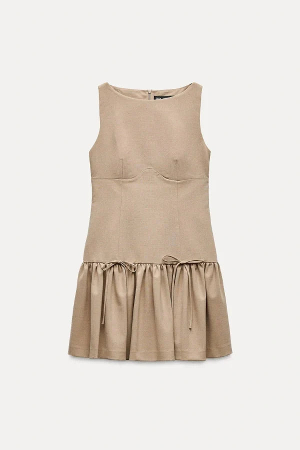 Florence Fiyonklu Fırfırlı Mini Elbise