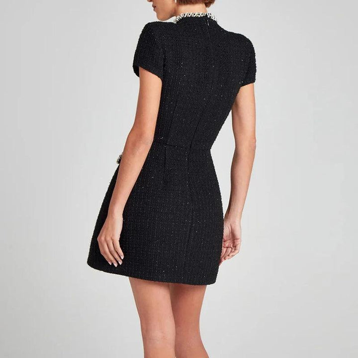 İnci Detaylı Tüvit Mini Elbise