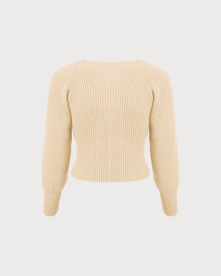 Bej Renkli Derin Yaka Fener Kol Kazak