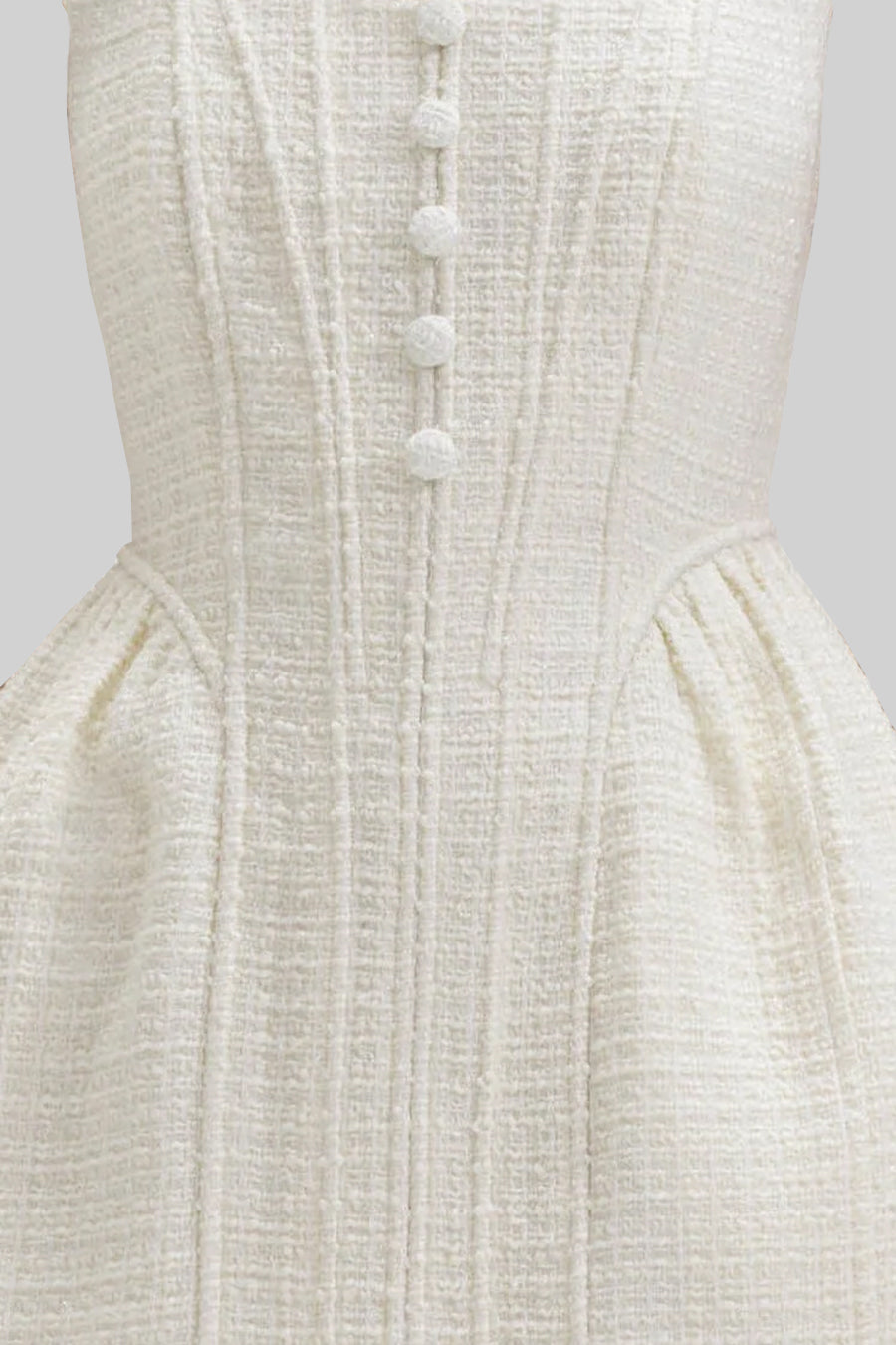 Fitted Bodice ile Dokulu Kolsuz Mini Elbise