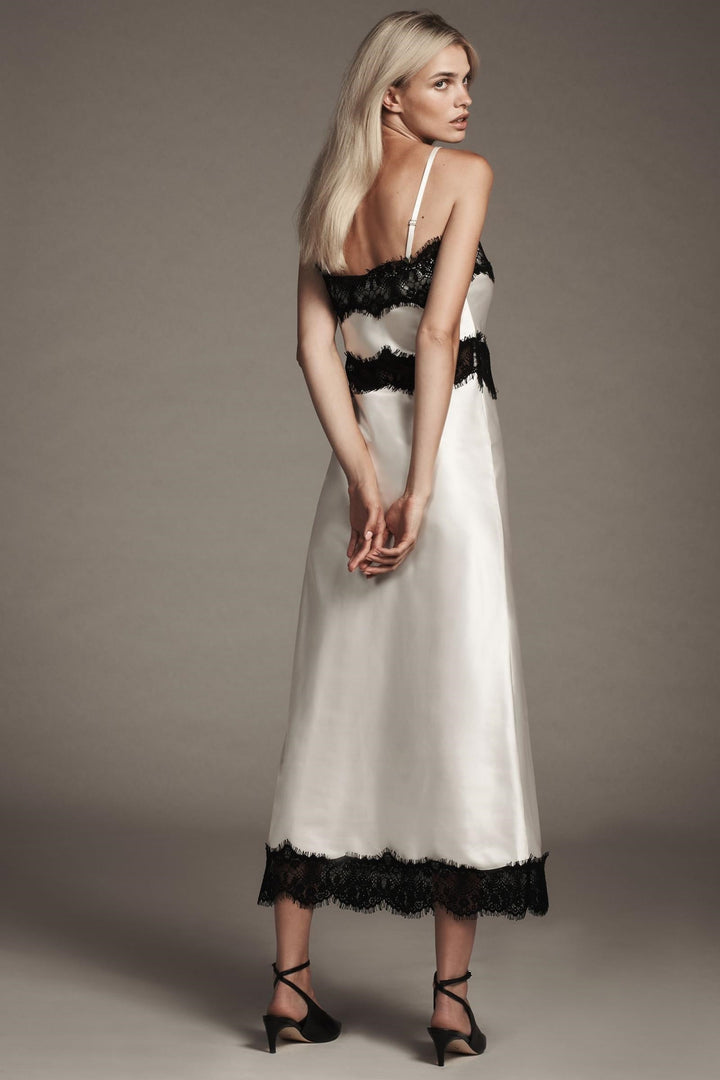 Erica Dantelli Saten Midi Elbise